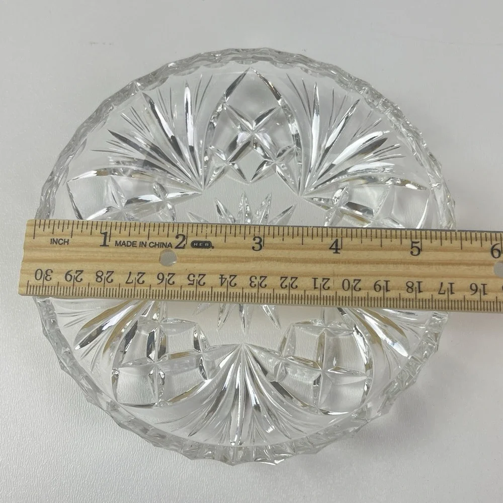 Vintage Cut Glass‎ Lead Crystal Plate Ashtray Candy Dish 5.5